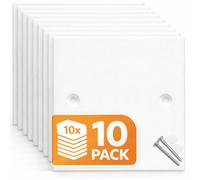 White 1 Gang Square Edge Blanking Plate Cover for Electrical Sockets - Single Socket Cover with Screws & Caps, 86mm x 86mm, Durable Wall Plate - Pack of 10