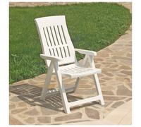 (White 1) Outdoor Foldable Plastic Garden Chair Patio Furniture With Adjustable Back