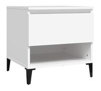 Side Table White Engineered Wood & Metal 50x46x50cm with Drawer Compact Storage