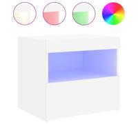 (white, 1 pcs) vidaXL Bedside Cabinet with LED Lights Nightstand Bed Side Table Sonoma Oak