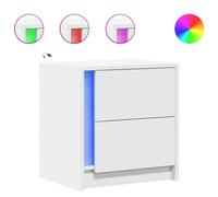 (white, 1 pcs) vidaXL Bedside Cabinet with LED Lights Nightstand Bed Table Engineered Wood