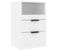 vidaXL Bedside Cabinet Engineered Wood, 2 Drawers, 1 Compartment, White
