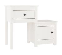 (White, 1) vidaXL 1/2x Solid Wood Pine Bedside Cabinet End Table Cabinet Multi Colours