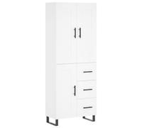 Highboard 69.5x34x180 cm White Engineered Wood Metal Feet Modern Storage Cabinet