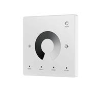 White 1 Zone 2.4GHz RF Wireless Wall Mounted Touch Glass Panel Dimming Remote Control for Single Colour LED Strip Lights (CR2032 Battery)