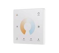 White 1 Zone 2.4GHz RF Wireless Wall Mounted Touch Glass Panel Remote Control for CCT LED Strip Lights (CR2032 Battery)