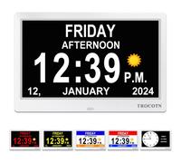 (White) 10-Inch Electronic Clock, Large Display Alarm Clock with Automatic Daylight Saving Time, Latest Version 3.0 Wall Clock (White)