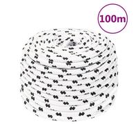 (white, 10 mm/ 100 m) vidaXL Braided Boat Rope Polyester Sturdy Yacht Cable Black/White Multi Sizes
