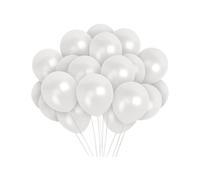 (WHITE, 100) 12Inch Metallic Balloons Shiny Helium Latex Decorative Chrome Party Balloons