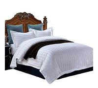 White 100% Cotton Duvet Covers Bedding Set Quilt Cover Flat Sheet Pillowcases Twin Double King Size Bed Suitable for Hotels Home 220×240cm (Queen)
