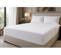 White 100% Cotton Percale 16" Extra Deep Emperor Fitted Sheet 7 ft x 7 ft 200 Thread Count