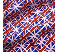 White 100% Cotton with Medium Union Jack Flags (Per Metre)