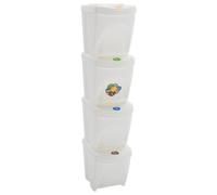 (white, 100 L) vidaXL Stackable Dustbins Outdoor Rubbish Bin Trash Waste Garbage Bin 4 pcs