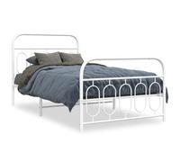 (white, 100 x 190 cm/ with headboard & footboard) vidaXL Metal Bed Frame with Headboard and Footboard Bed Base Black 120x200 cm