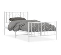 vidaXL Metal Bed Frame without Mattress with Footboard White 100x190cm, White