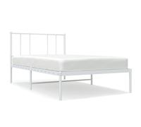 (white, 100 x 190 cm/with headboard) vidaXL Metal Bed Frame with Headboard Bed Base Mattress Foundation Bedstead