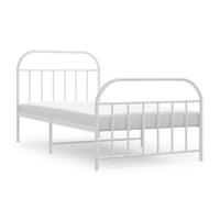 vidaXL Metal Bed Frame with Headboard and Footboard White 100x190 cm (353696), White