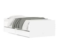 (white, 100 x 200 cm) vidaXL Bed Frame with Drawers Storage Bed Base Bedstead Smoked Oak 90x200 cm