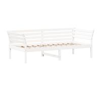 Day Bed Solid Pine Wood White 100x200 cm Sofa Bed Rustic Wooden Frame With Slats