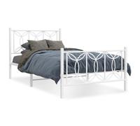 vidaXL Metal Bed Frame without Mattress with Footboard White 100x200cm, White