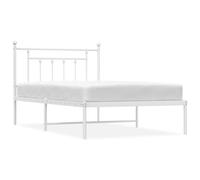 (white, 100 x 200 cm/with headboard) vidaXL Metal Bed Frame Bedroom Bed Base Bedstead Metal Matress Foundation