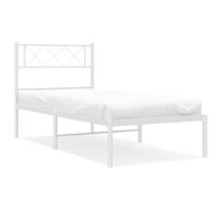 vidaXL Metal Bed Frame without Mattress with Headboard White 100x200cm