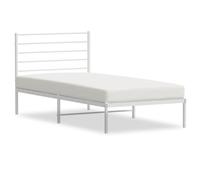 vidaXL Metal Bed Frame With Headboard White 100X200 cm, White