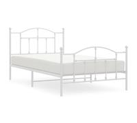 Vidaxl Metal Bed Frame Without Mattress With Footboard White 100X200 Cm, White