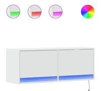 vidaXL TV Wall Cabinet with LED Lights White 100x31x35 cm