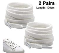 (white, 100CM) 2 Pair Flat Shoe Laces Shoelaces Compatible With Athletic Running Sneakers