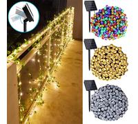(White, 100LED) 100/200/500 LED Solar Power Fairy Garden Lights String Outdoor Party Wedding