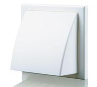 White 100mm 4 Inch Plastic Cowled Hooded Wind Baffle Wall Grille Air Ventilation Round Spigot + Wind Baffle & Backdraught Shutter Wall Ceiling Duct Extractor Inline Fan Bathroom Cover Cooker Hood