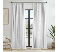 White 102 Inches Long Blackout Linen Curtains,Floor to Ceiling Lush Decor Tall Curtains for Living Room,Pinch Pleated Noise Cancelling Drapes,Viral Drapes 2 Panels for Living Room Master Bedroom