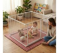 Safetots Play Den 105cm x 105cm, White, 70cm High, with Soft Foam Play Mat, Warm Rose, 120cm x 120cm, White