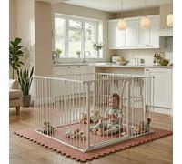 Safetots Play Den 105cm x 144cm, White, 70cm High, with Soft Foam Play Mat, Mocha, 120cm x 150cm, White