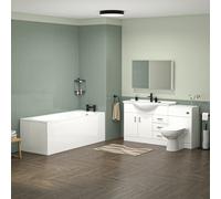 White 1050mm Freestanding Basin Vanity WC Unit Bath Panel & BTW Toilet