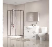 White 1050mm Vanity 800mm Quadrant Shower Enclosure Toilet Tray Set