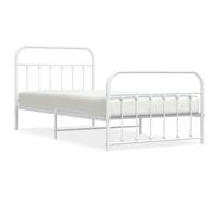 (white, 107 x 203 cm/with headboard & footboard) vidaXL Metal Bed Frame Bedroom Bed Base Bedstead Metal Matress Foundation