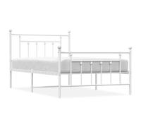 vidaXL Metal Bed Frame with Headboard and Footboard White 107x203 cm (353600), White