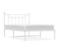 (white, 107 x 203 cm/with headboard) vidaXL Metal Bed Frame Bedroom Bed Base Bedstead Metal Matress Foundation