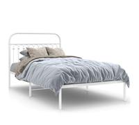 (white, 107 x 203 cm/ with headboard) vidaXL Metal Bed Frame with Headboard and Footboard Bed Base White 183x203 cm