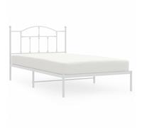 (white, 107 x 203/with headboard) vidaXL Metal Bed Frame Bedroom Platform Bed Base Bedstead Mattress Foundation