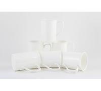 White 10oz Castle Mugs Set of 6 by CHINACAVE - Premium Fine Bone China Cups and Mugs - Professional Quality for Kitchens, Restaurants, Cafes