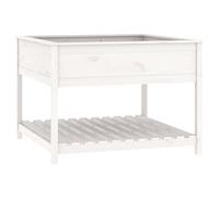vidaXL Planter w/ Shelf White 111.5x111.5x81cm Solid Pine, White