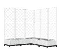 vidaXL White Plastic Corner Garden Planter with Trellis 121.5 x 120 x 120cm - Wilko