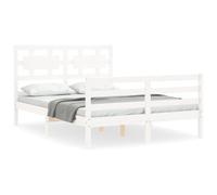 (white, 120 x 190 cm) vidaXL Bed Frame Bed Base Platform Bed with Headboard Small Single Solid Wood
