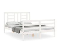 (white, 120 x 190 cm) vidaXL Bed Frame Bed Base Platform Bed with Headboard Small Single Solid Wood