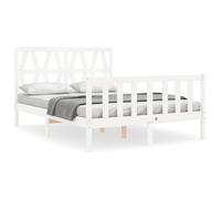 (white, 120 x 190 cm) vidaXL Bed Frame Platform Bed with Headboard Black Small Single Solid Wood