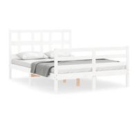 (white, 120 x 190 cm) vidaXL Bed Frame Platform Bed with Headboard Grey Super King Size Solid Wood