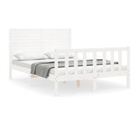 (white, 120 x 190 cm) vidaXL Bed Frame Platform Bed with Headboard White Small Double Solid Wood